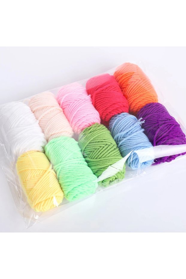 Type 2 10 Colors Wool Yarns Wool Rolls DIY Poke Punch Needle Embroidery For Starter Craft Tools Set