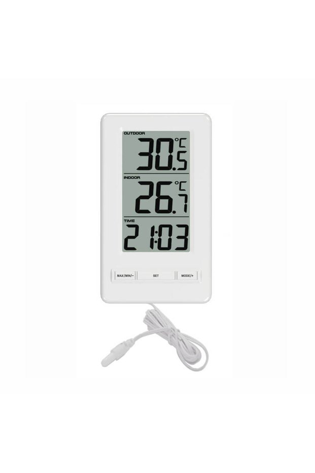 WHITE Digital Probe Thermometer Dual Temp Sensor (Indoor/Outdoor) -40°F~140°F±1°C Accuracy 1m Water