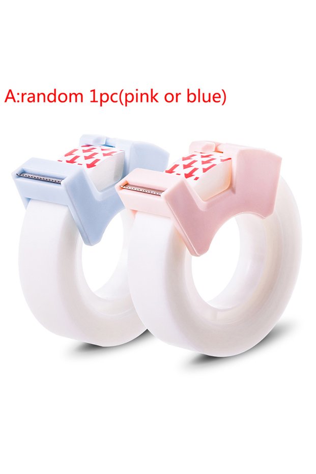 Arandom 1pc Tape Dispenser Plastic Tape Cutter Adhesive Tape With Cutting Tool Writable Invisible Co