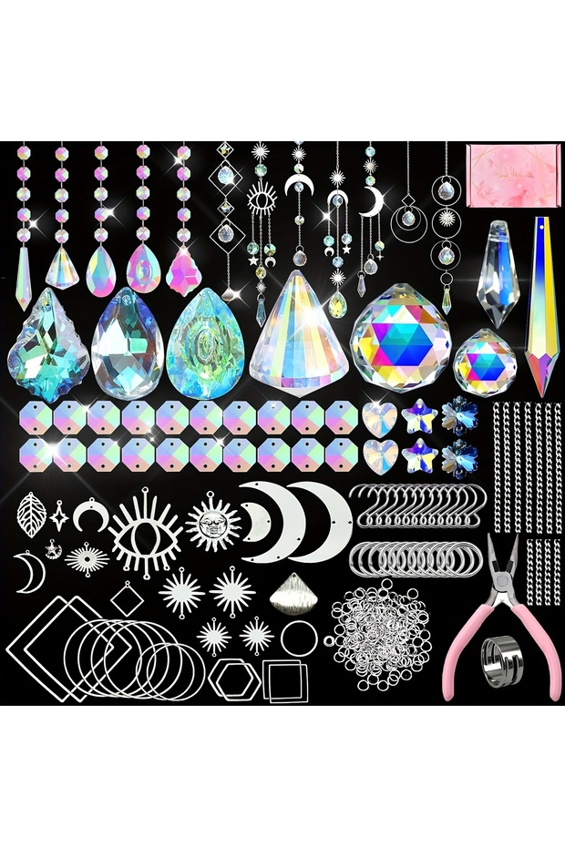 DIY kit set 370 Pcs Crystal Suncatcher Kits Hanging Chandelier Crystals Prisms Parts Rainbow Maker P