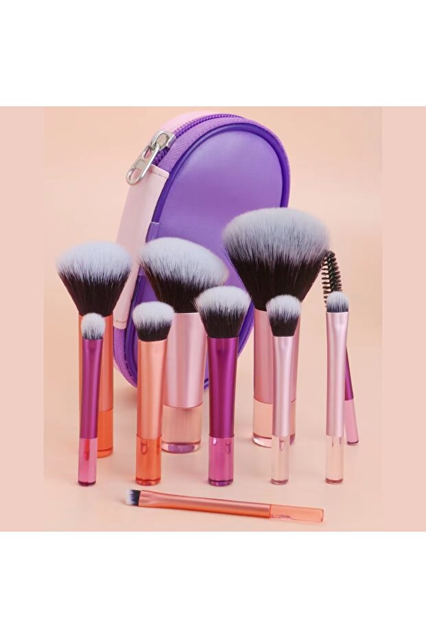 10Zhiduosedaibao 10-Piece Mini Makeup Brush Set for Face, Portable Travel Set, Makeup Brushes Availa