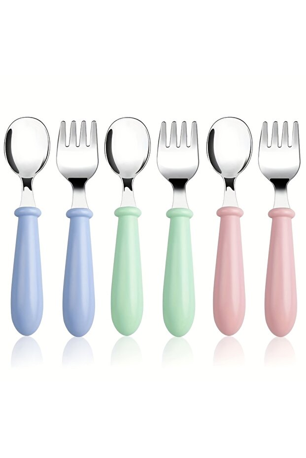 6PCS 6 PCS Toddler Utensils Stainless Steel Fork And Spoon Safe Baby Silverware Set, Kid Safe Utensi