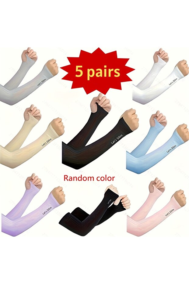 One Size 5Pairs Random 7 Pairs Sun And Shade Arm Covers, Arm Guards, Fashionable Sleeves, UV Resista