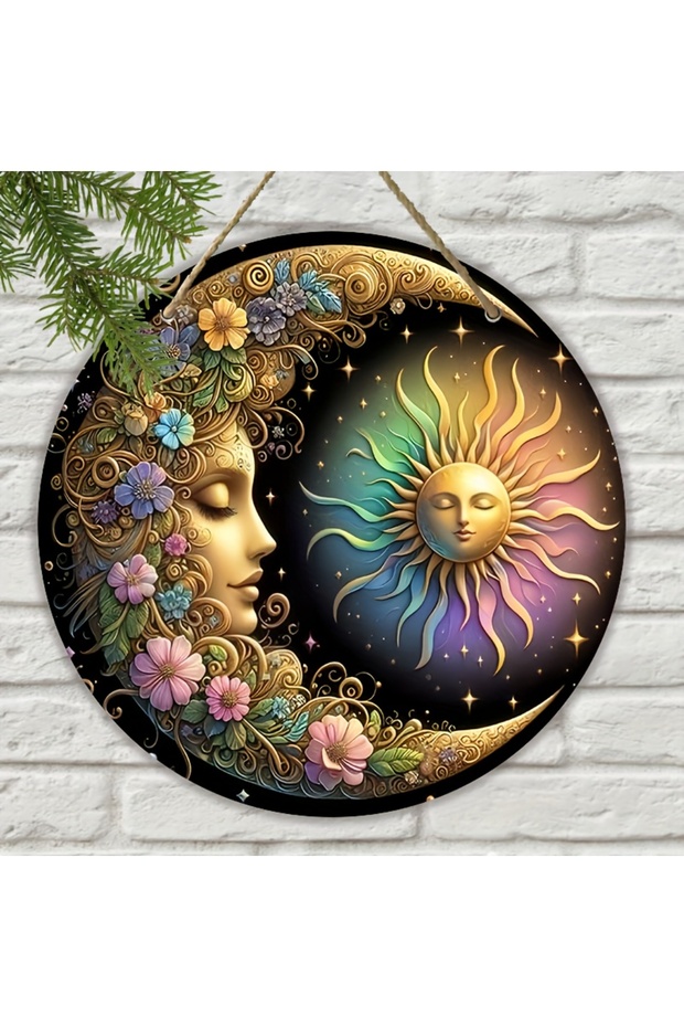 MULTI Mandala art style sun and moon wall plate-classic design and manufacture of wooden decorative