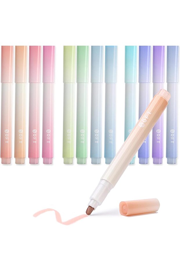 12pcs Pastel Bible Highlighter, No Bleed, Chisel Tip, 12 Pack Assorted Colors Cute Aesthetic Highlig