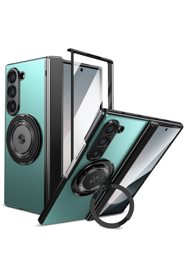 Galaxy Z Fold7 green VIETAO Aluminum Alloy Plate PC Back Cover Z Fold 8 Phone Case With 360° Rotatab