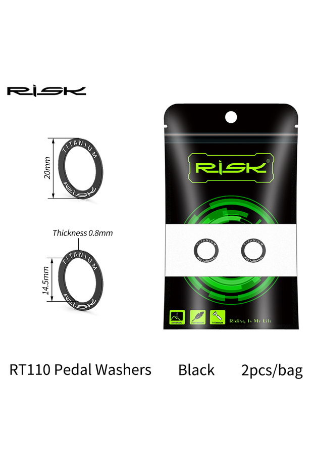 RT110 BK Risk 2pcs Bike Titanium Alloy Pedal Washer, OD 20mm Spacer Gasket for MTB Road Bicycle Cran