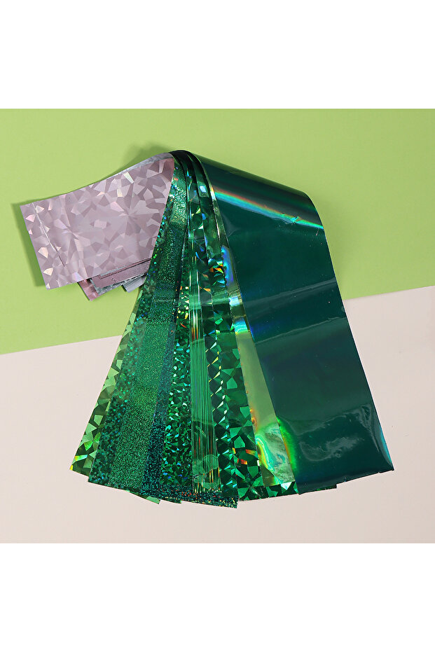 DXK34 pack 1 Pack Green Series Nail Art Transfer Foils Film Chrome Mirror Effect Nail Foil Starry Sk