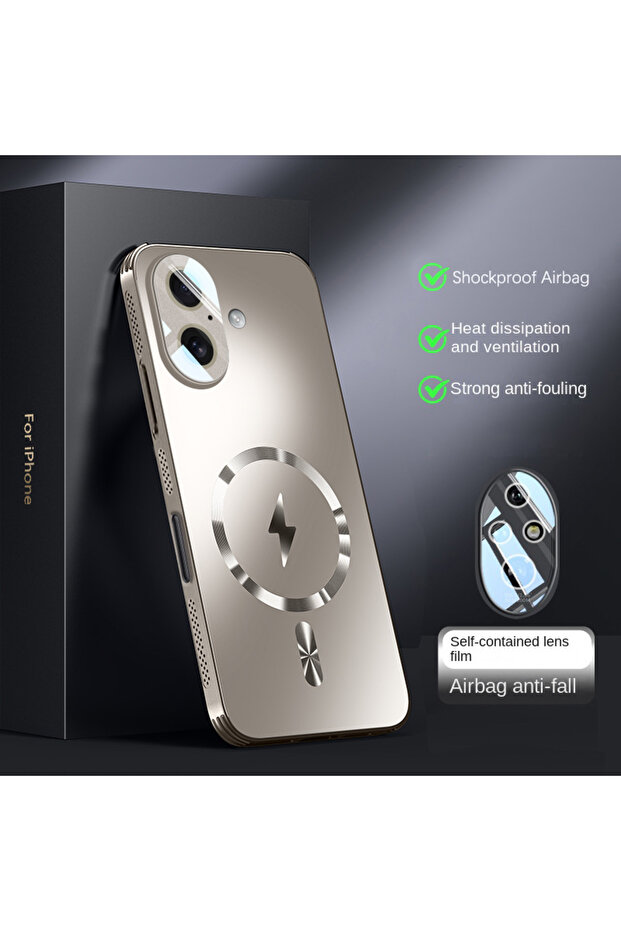 iPhone17 Gold Magnetic Heat Dissipation Adsorption Matte Cover for Magsafe iPhone 17 Air 16 15 14 Pl