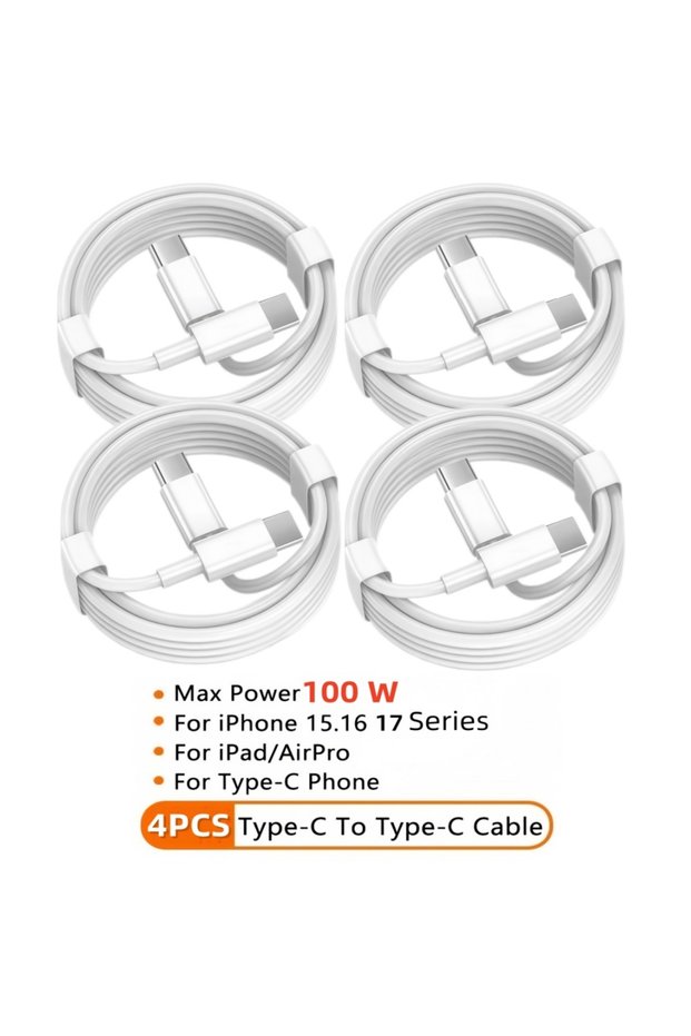 Type-C to Type-C 1 M 4 Pcs 4PCS PD 100W TYPE C to Type C Cable For IPhone17 16 15 Fast Charging For