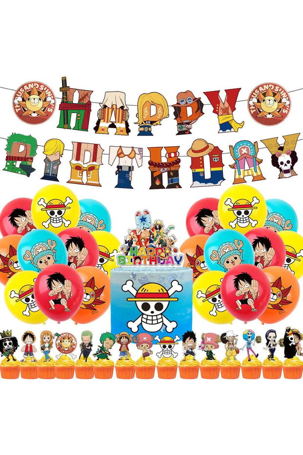 Bandai ONE A ONE PIECE Birthday Party Supplies Balloons Flags Cake Decorations for Kids Cartoon Them