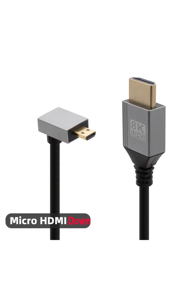 BSN 0.5m MicroHD Down Mini/Micro HDMI-Compatible 8K UHD Cable 90 Degree Up/Down/Left/Right Angle HD