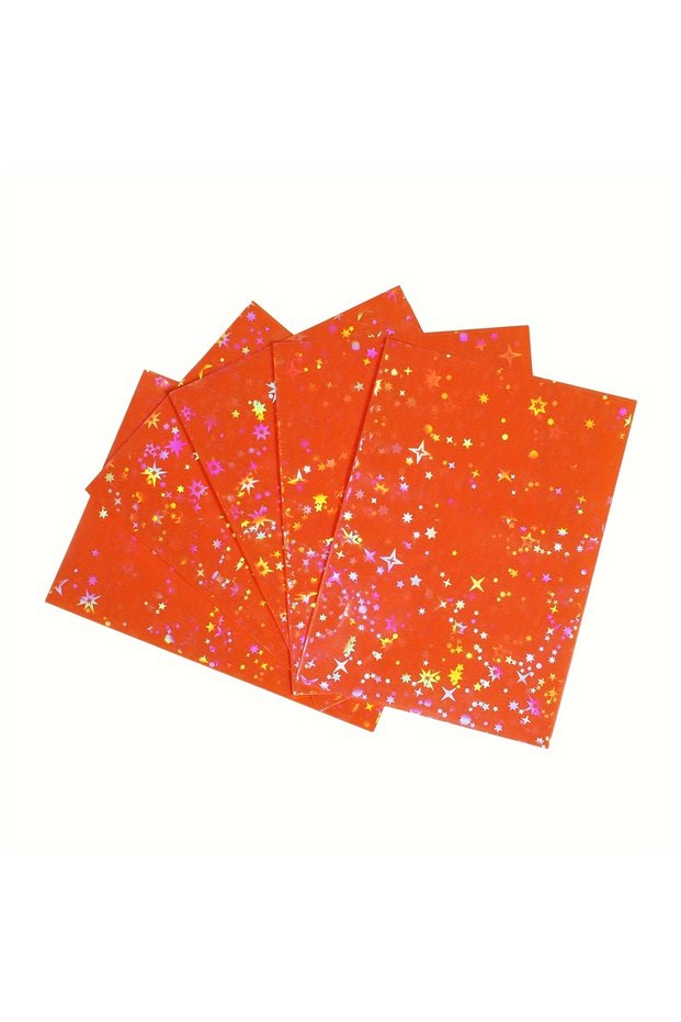Orange 100pcs Star Laser Flashing Holographic Card Sleeves 66x91mm Fit for TCG Cards Kpop Photocard,