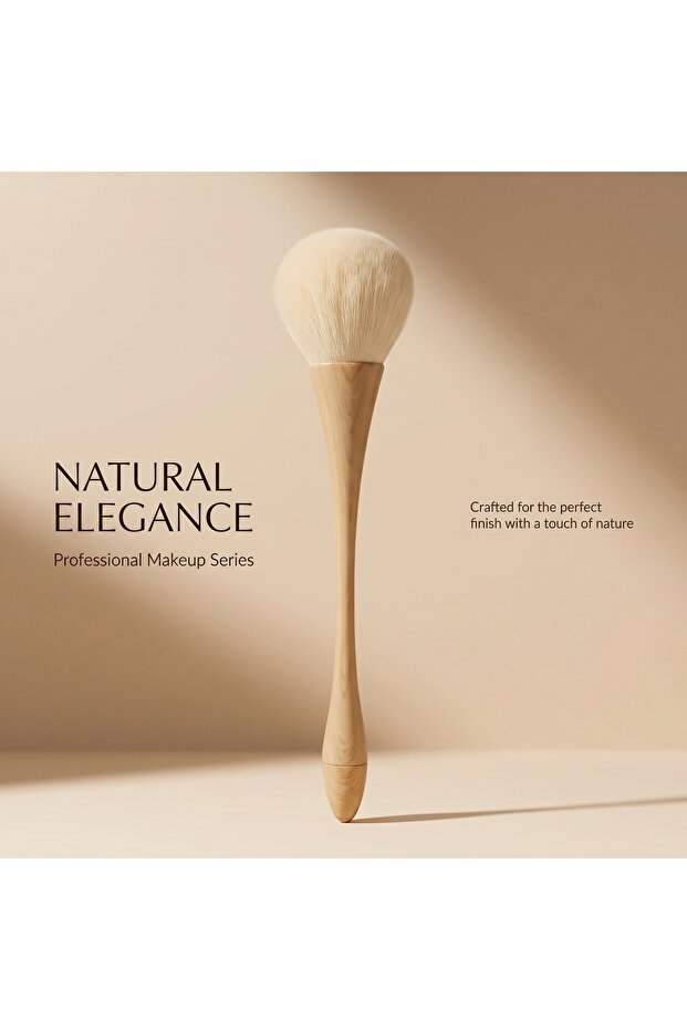 1Pc 2-in-1 Nail Dust Brush White Wooden Handle for Manicure & Loose Powder Cleaning