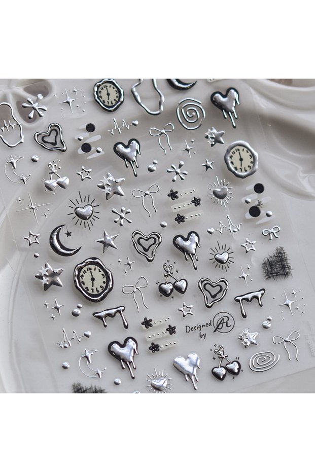 TO5069 Dark Star Moon Heartbeat Love Heart Bowknot Cherry Clock Watch Starburst Silver Irre