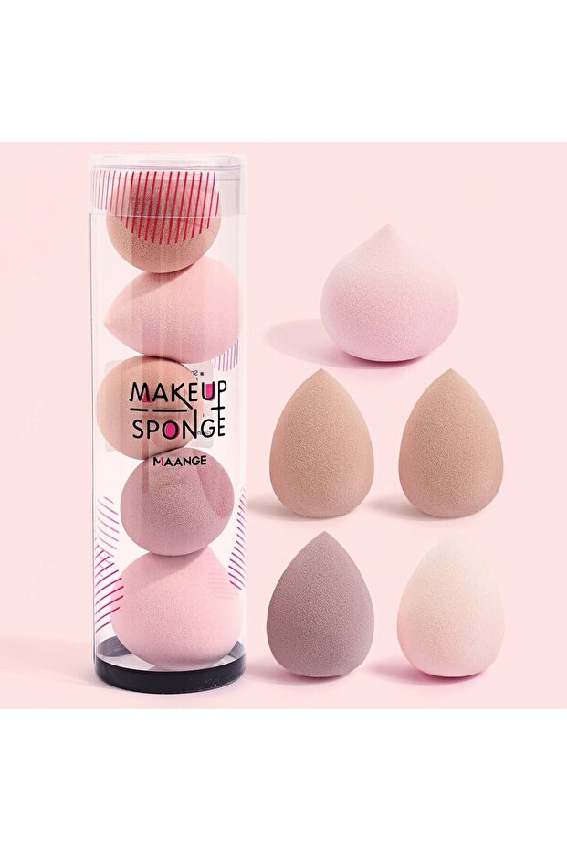 Pink MAANGE 5PCS Makeup Sponge Blender Set Foundation Concealer Powder Cream Puff Dry&Wet Cosmetic P