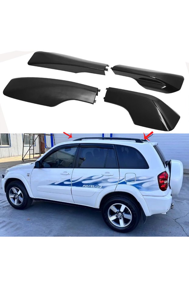 Black 4pcs Roof Rack Bar Rail End Cap Case Replacement For TOYOTA RAV4 2001 2002 2003 2004 2005 Car