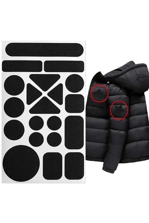 2set Universal Black Self-Adhesive Fabric Repair Patch (1-Piece) – No-Cut Instant Fix for Down Jacke