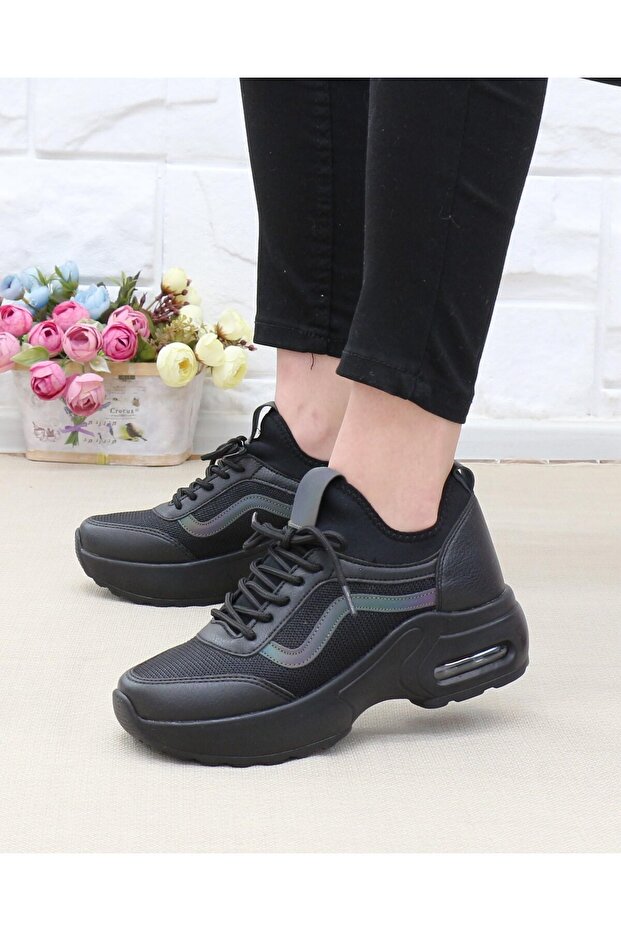 Flet 121 Black Textile Air Sole Women's Sneakers