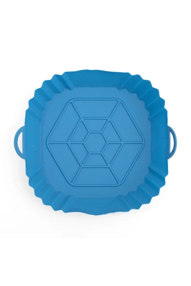 Dark Blue G5313D 1PC Silicone Air Fryer Basket, Round Square Reusable Pan Liner for Pizza Fried Chic