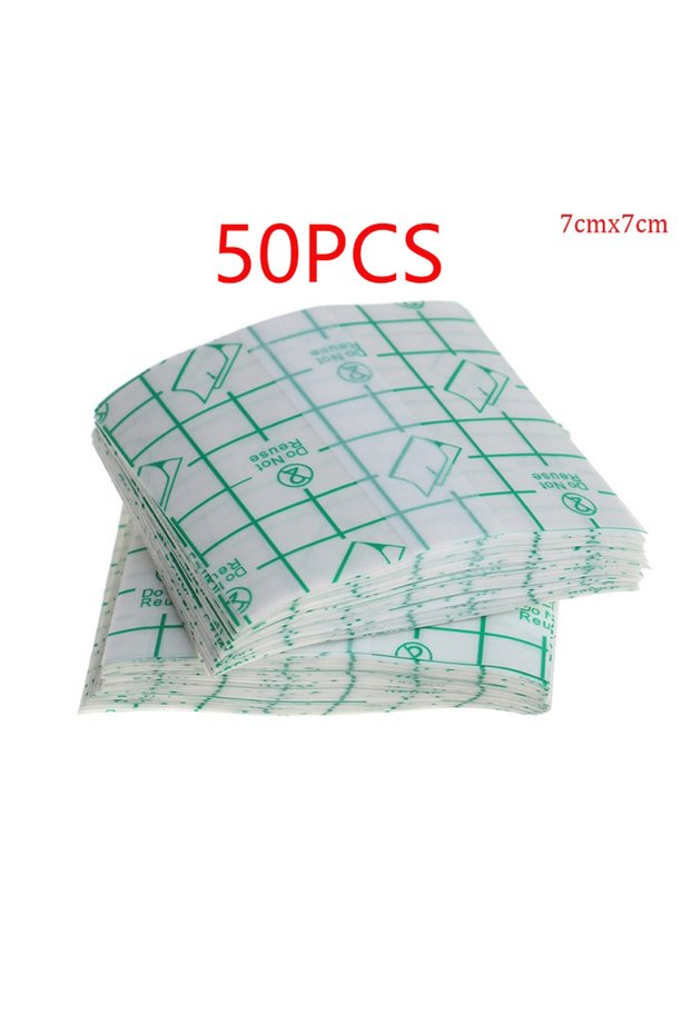 7x7cm 50pcs Waterproof Transparent Adhesive Wound Dressing Fixer Plaster Stretch Fixation Tape