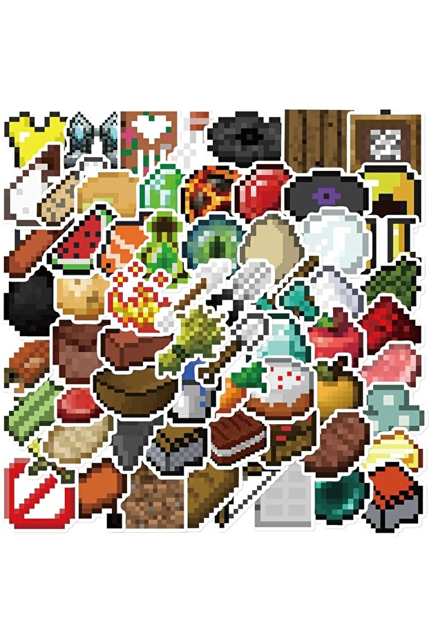 Multicolor 60PCS Pixels Game Stickers Vinyl Steve My World Pixel DIY Stickers Scrapbooking Phone Lu