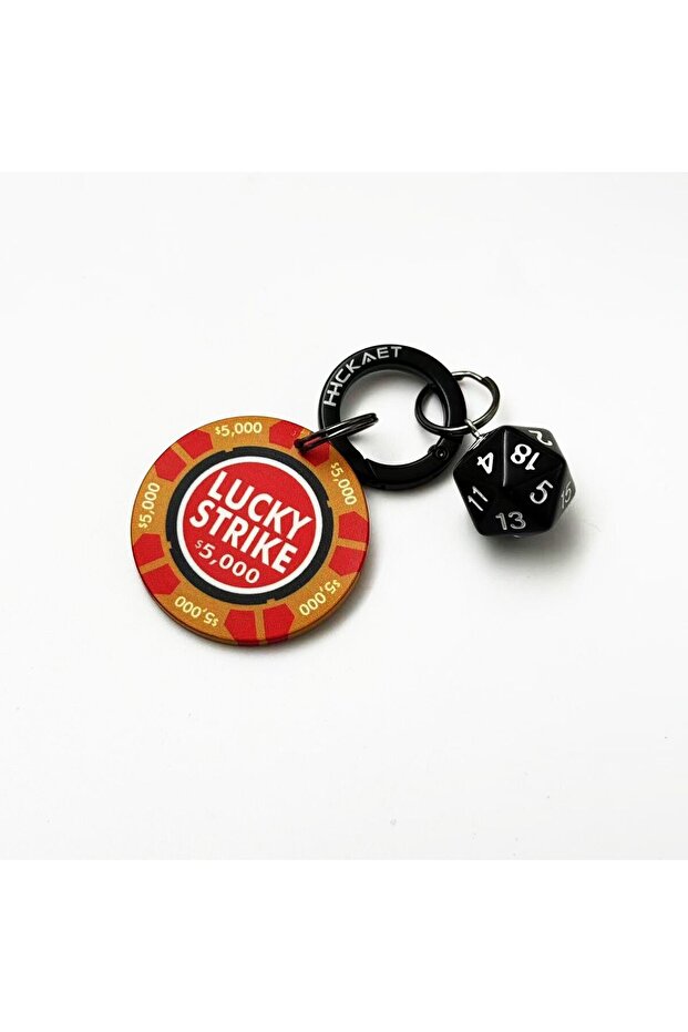 Lucky Strike LuckyStrike Lucky Ceramic Chips Dice ins Wind Keychain Blackened Metal Pendant Personal