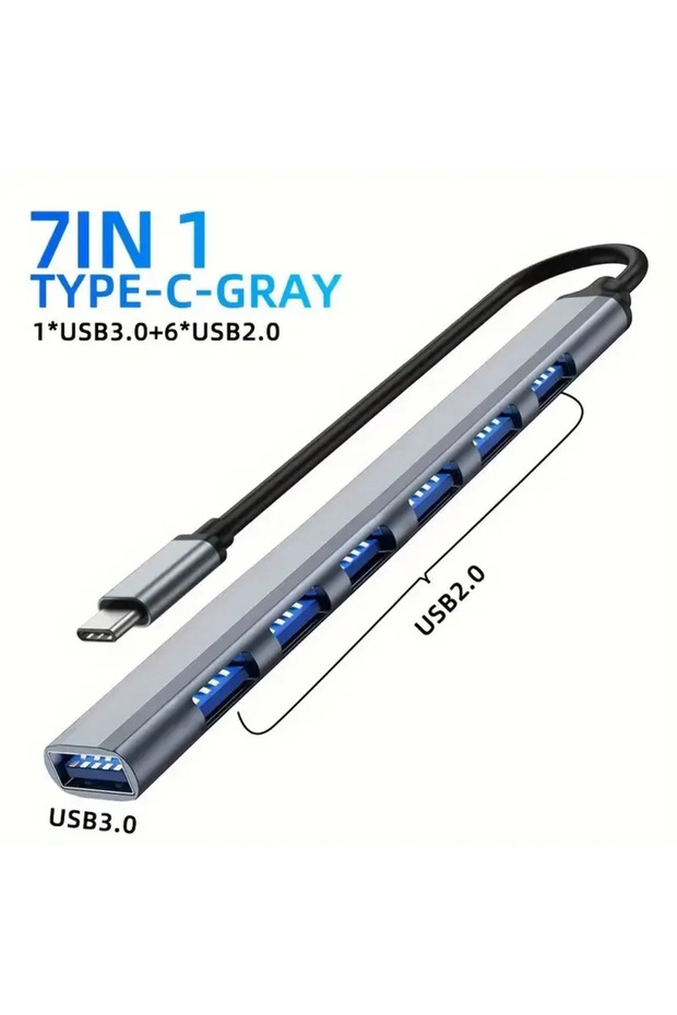 Type C hub USB C Hub 3 0 Aluminum 7 in 1 USB Extender Splitter with 1 USB 3 0 Port 4 USB 2 0 Ports a