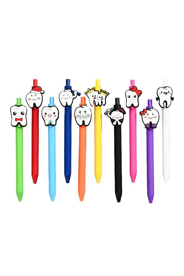 12pcs 12PCS solid color nurse pens, creative PVC dental ballpoint pens, 1.0 black push-button ballpo