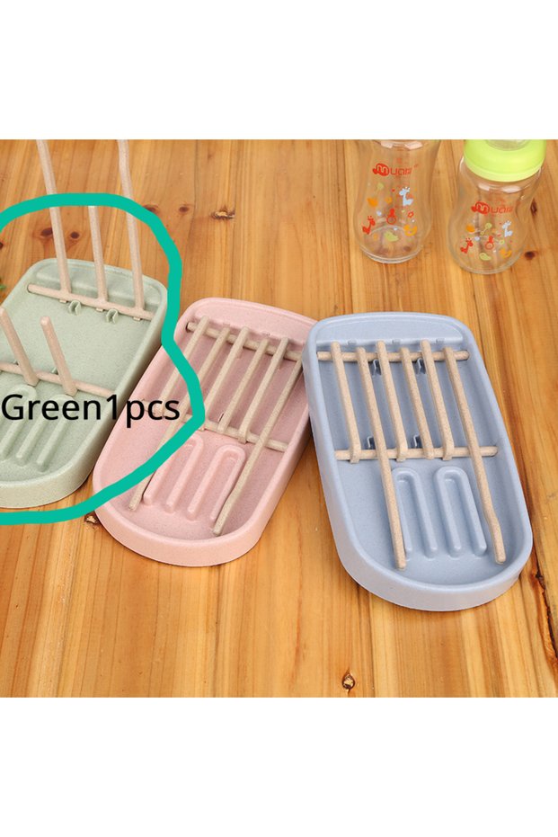 Green1pcs Baby Bottle Wheat Straw Drying Rack Feeding Cup Holder Removable Rack Cleaning Pacifiers A