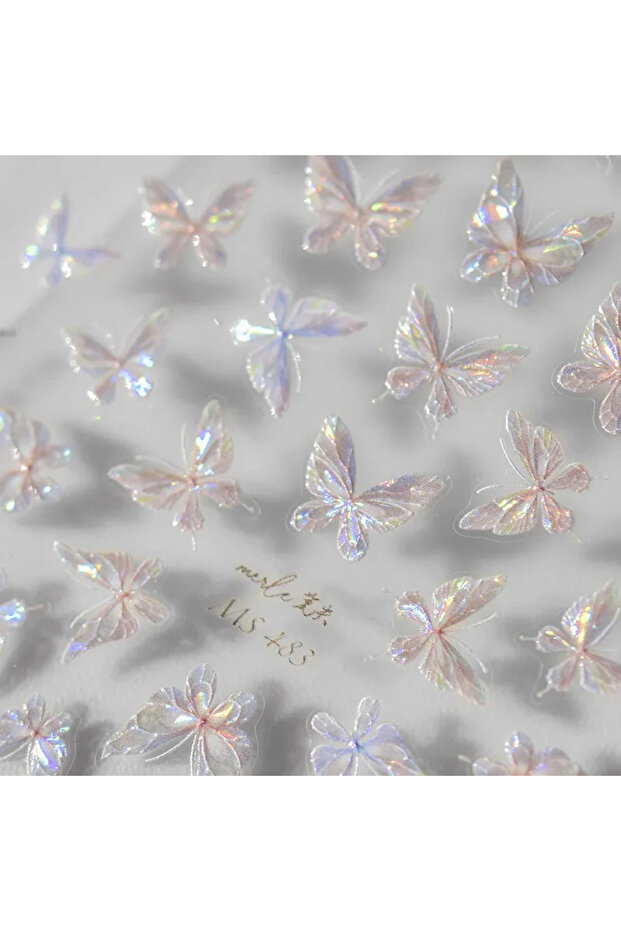 1PTZ 1 PCs Three-dimensional Relief Butterfly Nail StickerGrid Nail Art Stickers Retro Colorful Wave