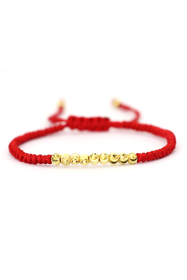 Red Classic Handmade Beaded Bracelet for Men Women Exquisite Small Gold Beads Adjusted Good Luck Red