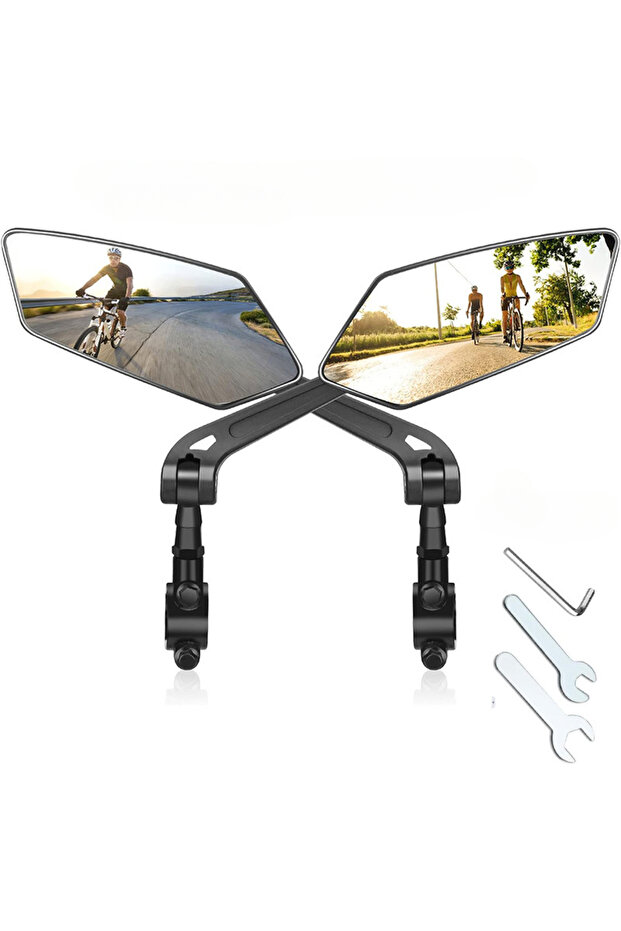 A Pair DOMEN Bicycle Rearview Wide-Angle Mirror Cycling 360° Rotate Road Bike Handlebar Rear View Mi