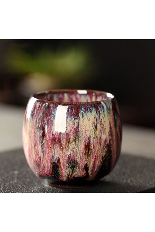 Maroon Japanese Style Ceramic Tea Cup Kiln Transformation Espresso Cup Porcelain Kung Fu Teacup Pott
