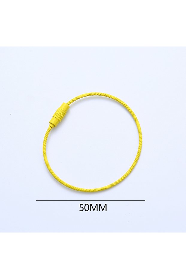 10 Pcs Pale Yellow 10/20/50/100 pcs Stainless Steel Wire Keychain Ring Colorful Cable Loop Screw Loc