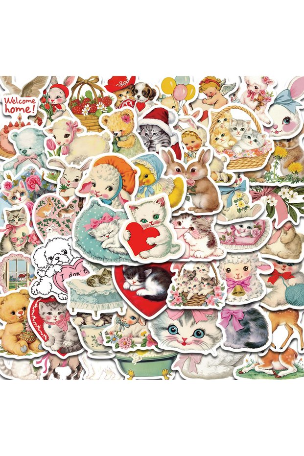 50PCS 50PCS Vintage Animals Clipart Sticker Aesthetic Skateboards DIY Harajuku Laptop Luggage Waterp