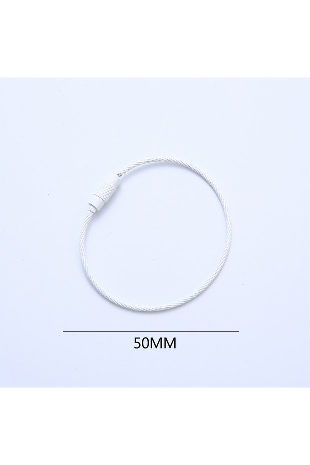 100 Pcs White 10/20/50/100 pcs Stainless Steel Wire Keychain Ring Colorful Cable Loop Screw Lock Rop