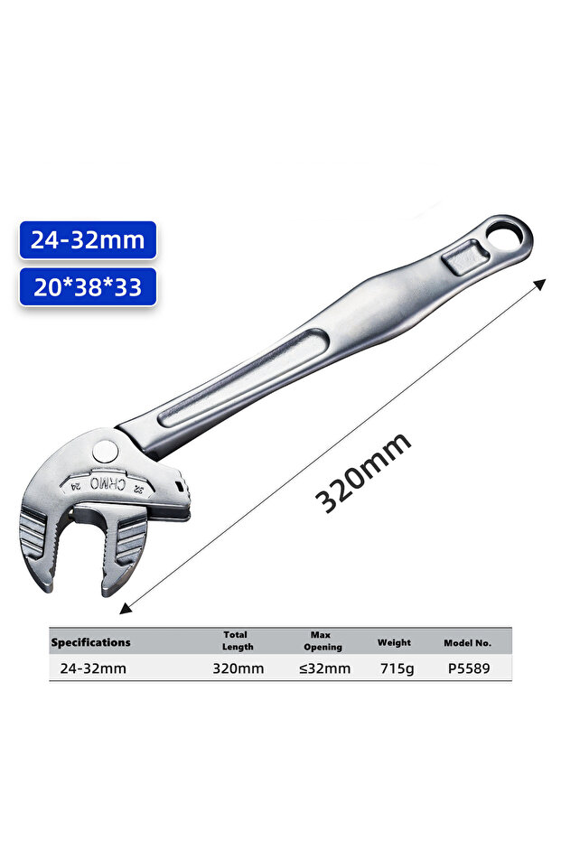 24-32mm Self-Locking Spring Ratchet Wrench Motorcycle Repair Heavy-Duty Adjustable Crab Claw Wrench
