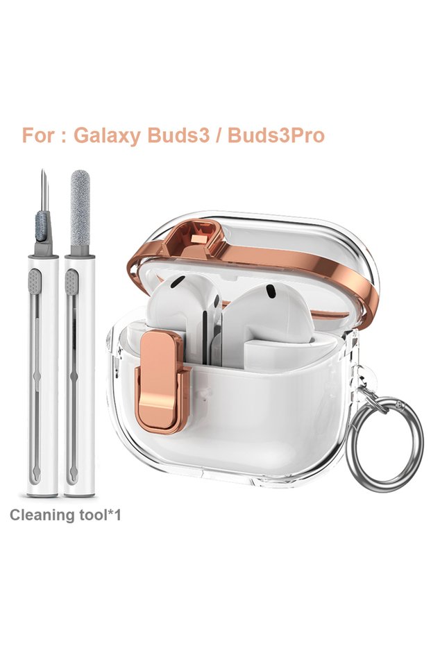 Rose Gold-tool Transparent Secure Lock Earphone Cover For Buds 3 / Buds 3 Pro Case Shockproof Wit.