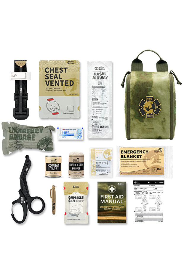 1pcs 002M-Green Rhino Rescue 002M First Aid Kit Camping IFAK Pouch With Molle,Survival Pouch For Cam