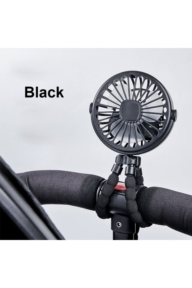 Black Baby Stroller Fan Folding Portable Octopus Mini Fan USB Rechargeable 3 Speed HandHeld Small Fa
