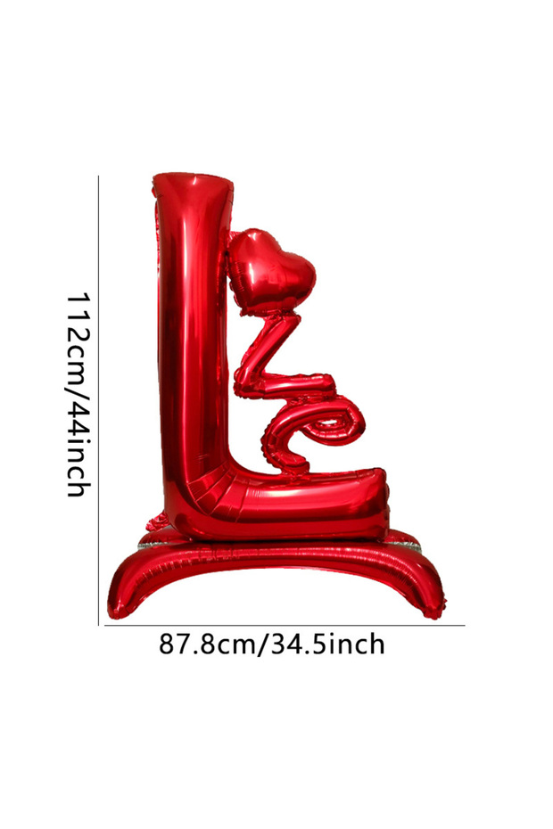 As Picture 1pcs 1Pcs Valentine's Day Bright Red Standing 3D LOVE Shaped Aluminum Film Balloon Weddin