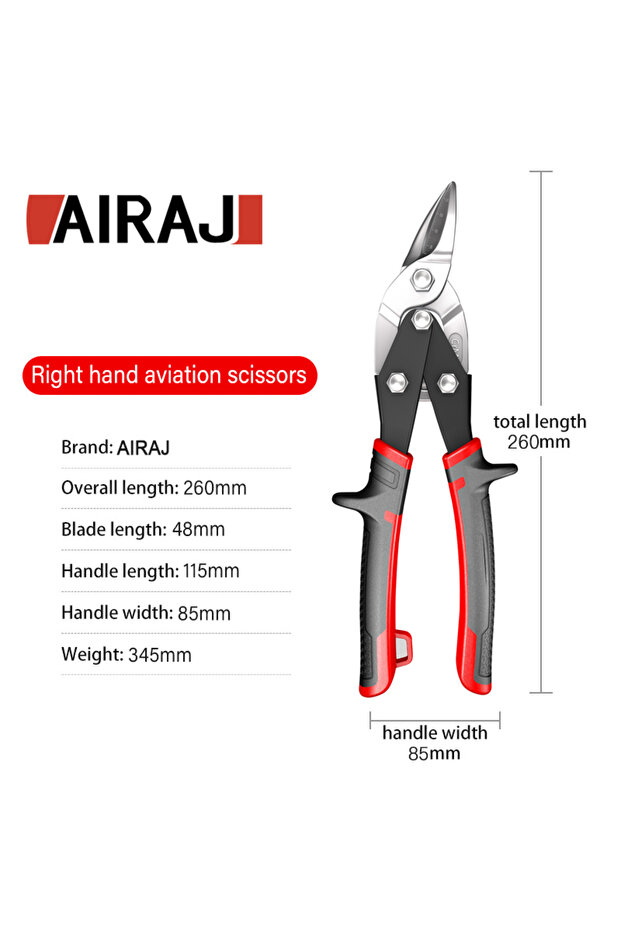Right tangent AIRAJ Aviation Scissor Tin Snips Metal Sheet Cutting Snip Cutter Multi-directional Sc