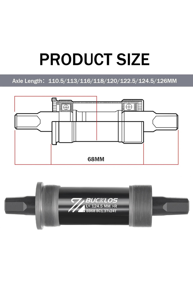 68x124.5mm Bicycle Bottom Bracket Road Mountain Bike Square Crank BB BB68 BB80 BB90