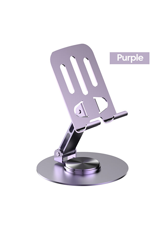 Purple Metal Phone Desktop Holder 360 Degree Rotation Foldable Bracket Lazy Portable Desk Stand Mobi