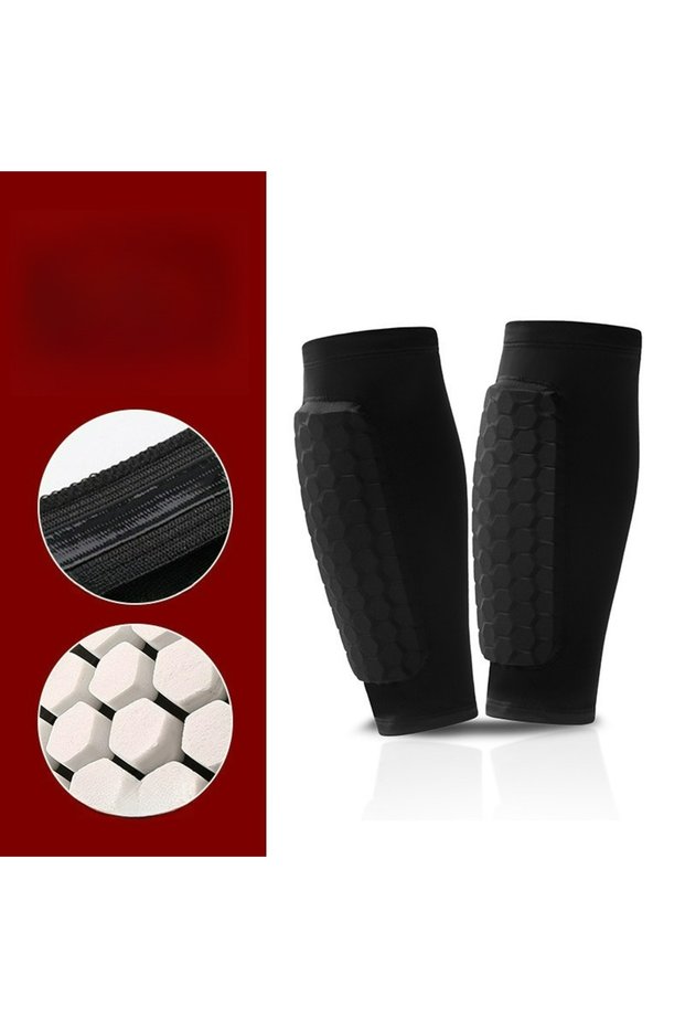 S Black 1 Pair Football Ski Shin Pads Honeycomb Shin Guards Soccer Adult Ski Boot Shin Protector Adu