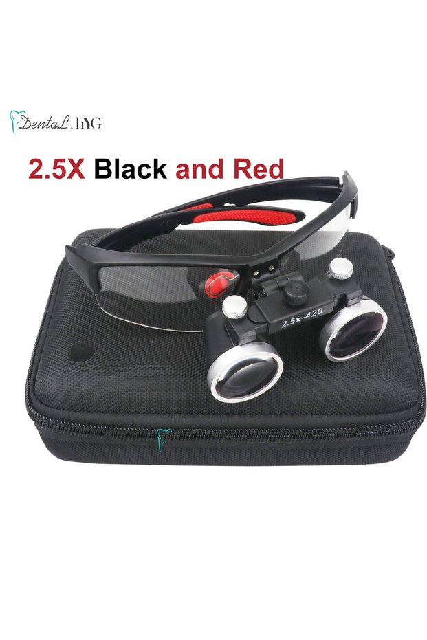 2.5X Black and red Dentistry Binocular Magnifier 2.5X 3.5X Ultra-lightweight Optical Loupes 320-420m