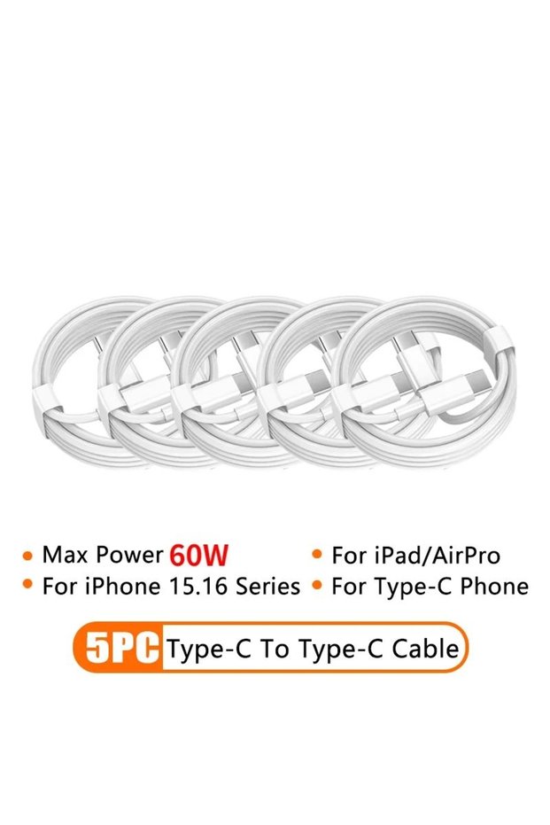 Type-C to USB-A 1 M 5 PCS-Typec-Typec 5PCS PD 100W TYPE C to Type C USB Cable For iPhone 16 15 Fast