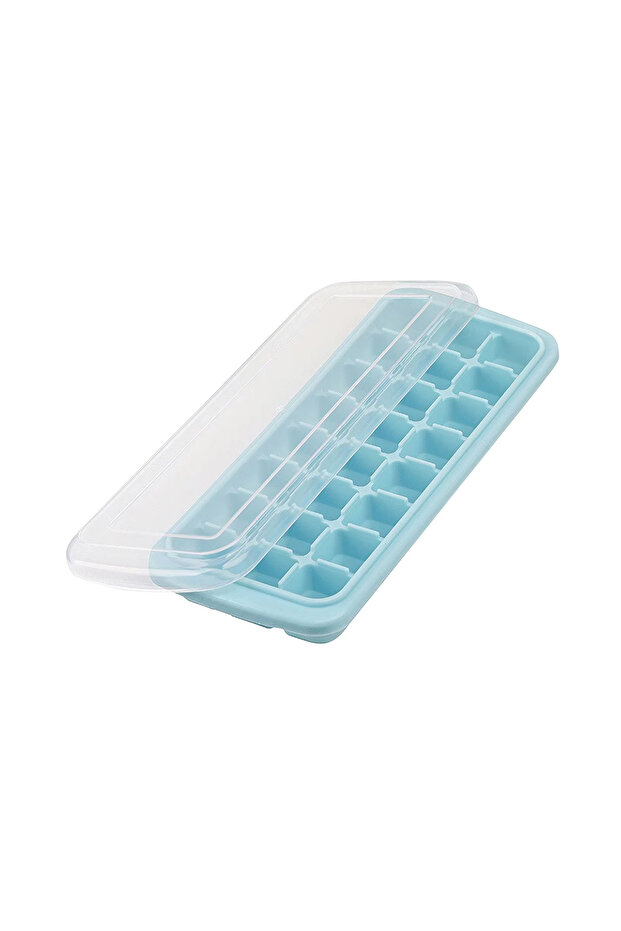 Blue Silicone Ice Cubes Tray with Lid 24 Cubes Jelly Maker frozen Molds Easy-Release for Whisky Ckta