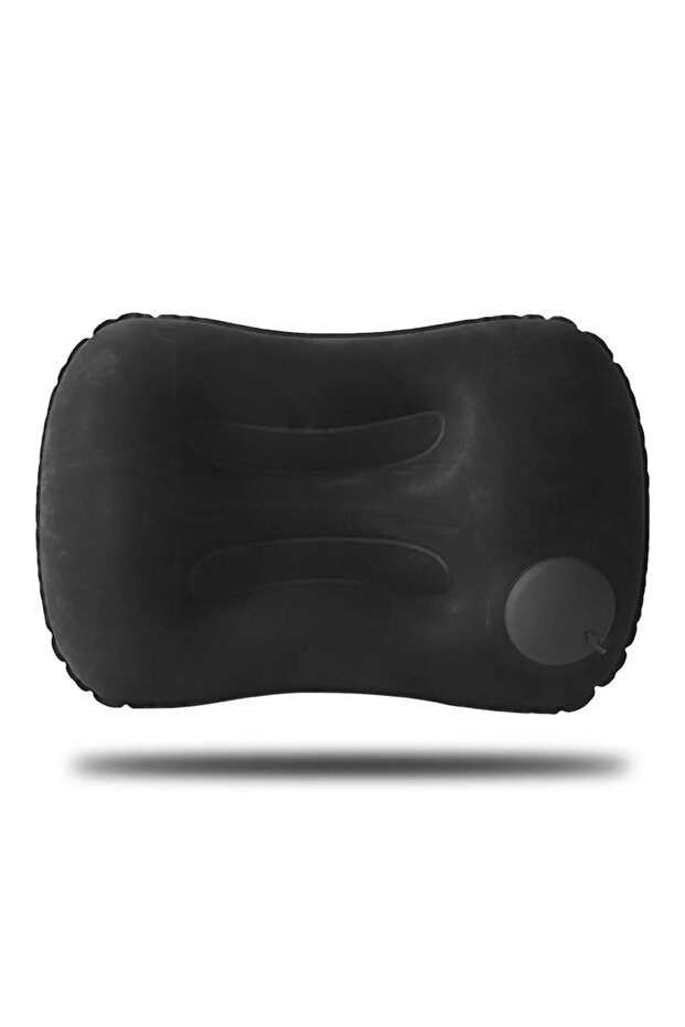 black Ultra Soft Portable Inflatable Pillow Neck Lumbar Support for Camping,Pool Car Travel,Outdoor